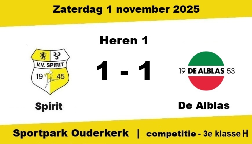 Spirit verslikt zich in De Alblas: 1-1 gelijkspel