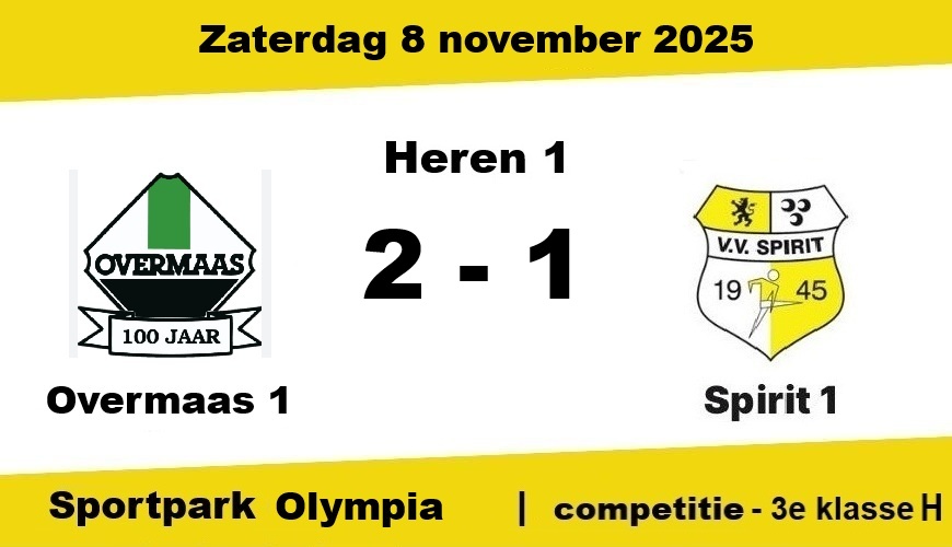 Spirit lijdt eerste nederlaag van het seizoen bij Overmaas (2-1)