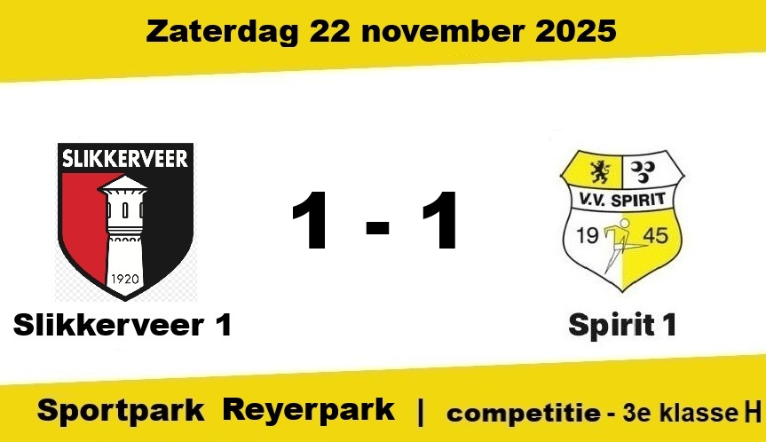 Spirit moet jacht op winst staken na rode kaart tegen Slikkerveer (1-1)