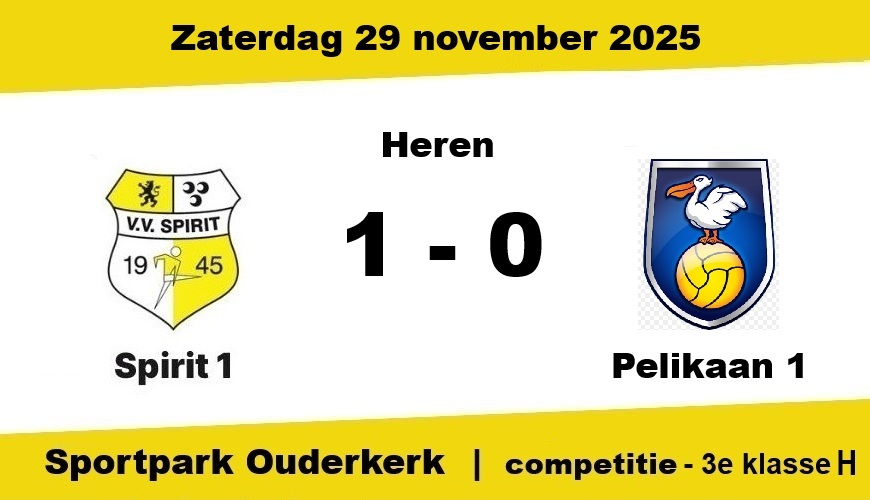 Spirit pakt zwaarbevochten zege in topper tegen Pelikaan: 1-0