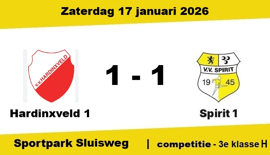 Strijdbaar Spirit laat koploper Hardinxveld niet verder uitlopen: 1-1