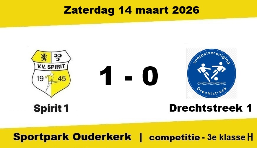 Spirit koploper na gewonnen topper tegen Drechtstreek (1-0)