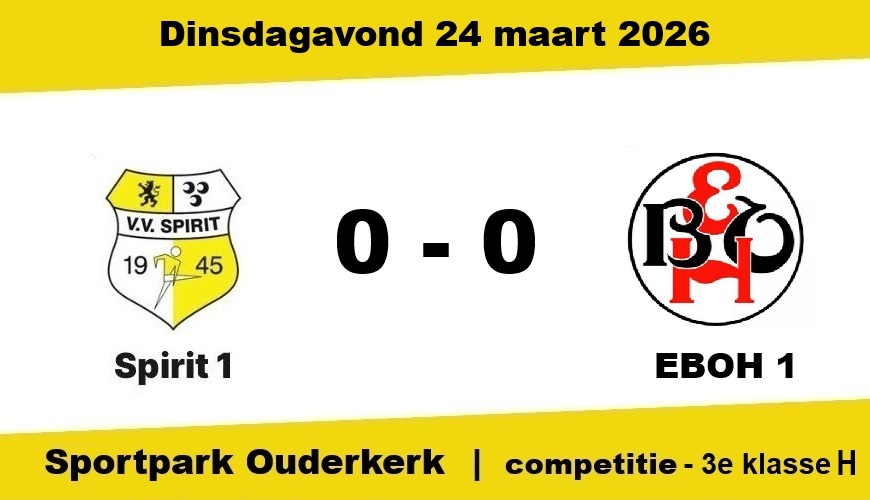 Teleurstelling bij Spirit na 0-0 tegen EBOH en mislopen periodetitel