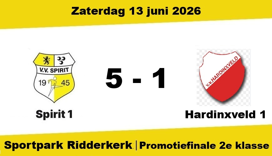 Spirit promoveert naar de 2e klasse na 5-1 overwinning op Hardinxveld