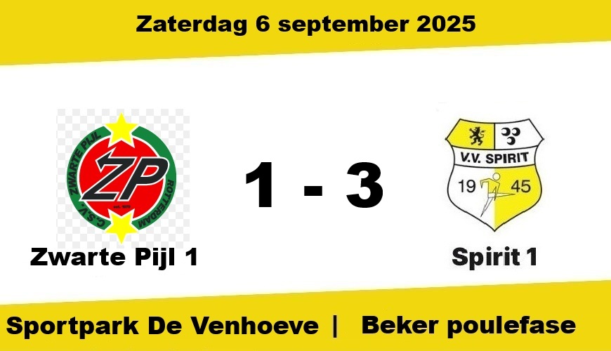 Spirit boekt tweede bekerzege op bezoek bij Zwarte Pijl: 1-3