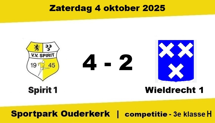 Spirit alleen koploper na zege op Wieldrecht (4-2)