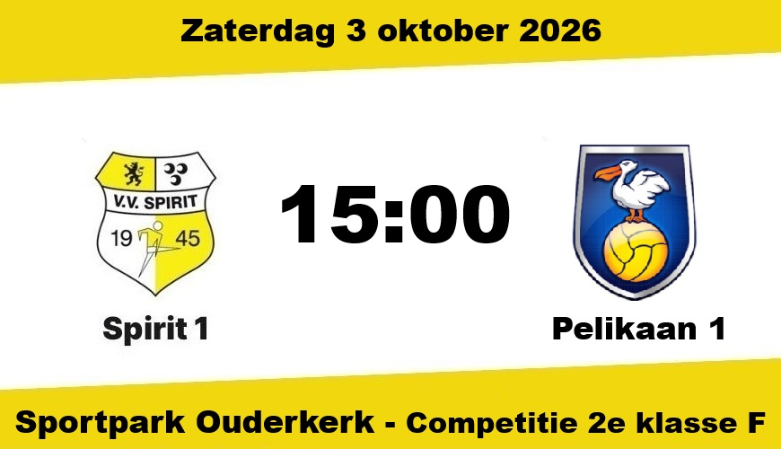 Spirit ontvangt Pelikaan op Sportpark Ouderkerk