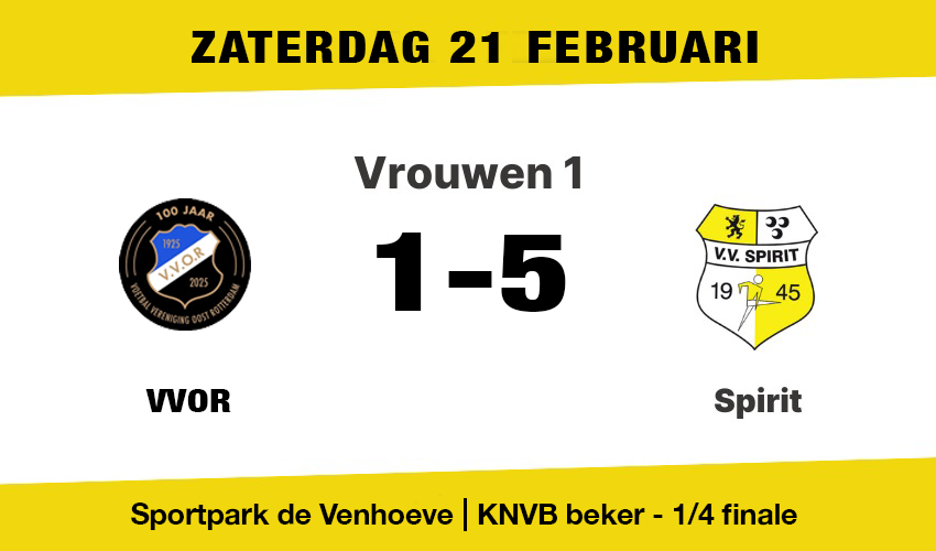 Spirit naar halve finale KNVB-beker
