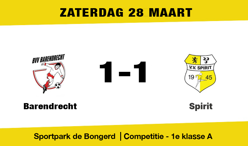 Spirit en Barendrecht delen de punten