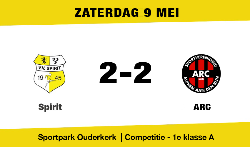 Spirit speelt gelijk tegen ARC