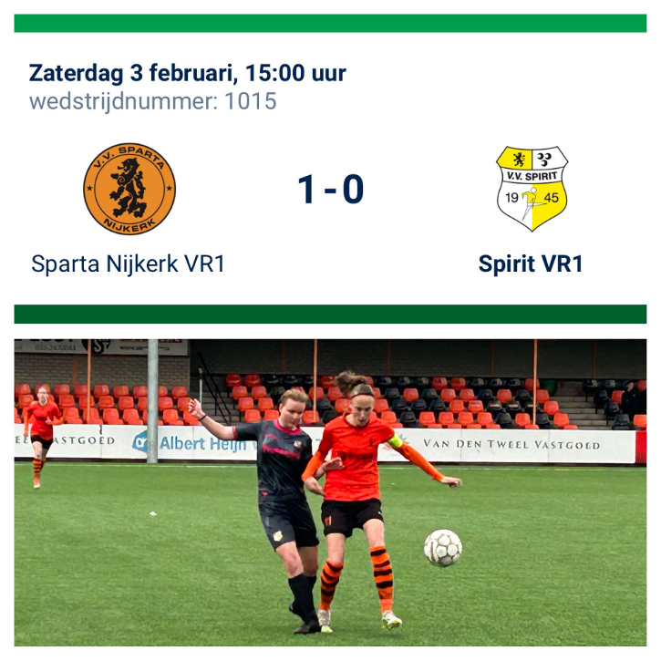 Teleurstellend verlies voor Spirit Vrouwen 1