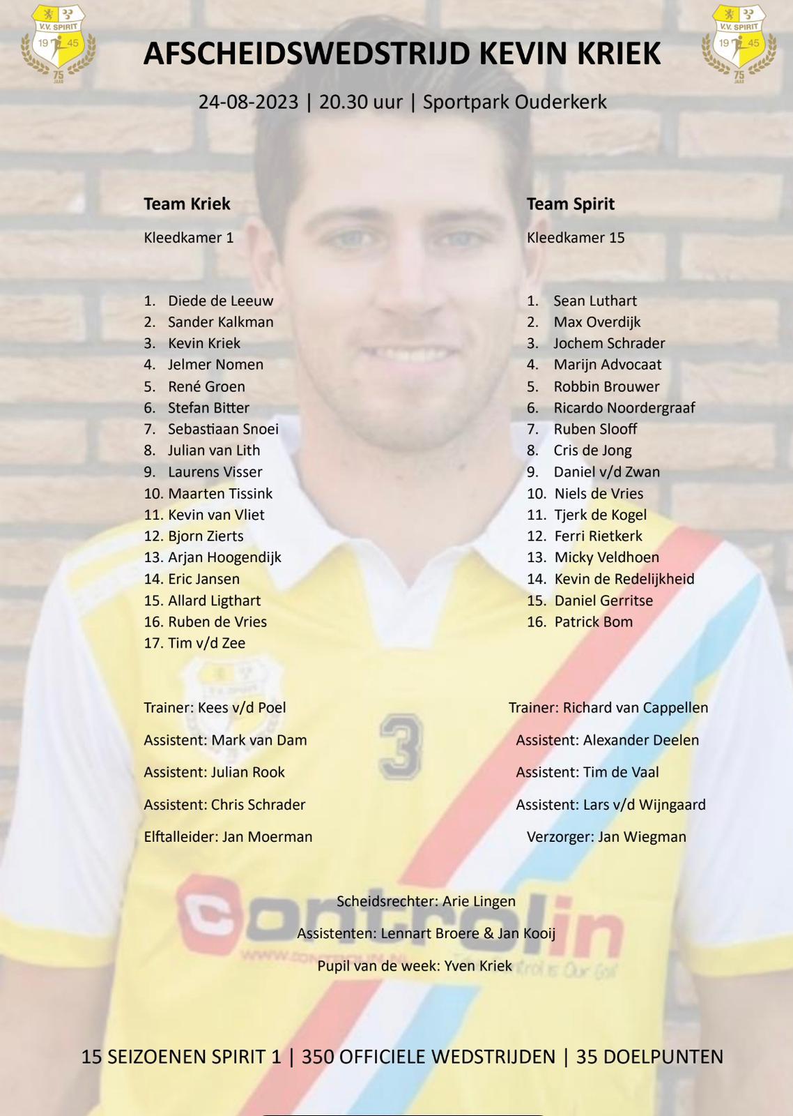 Julian Rook Afscheidswedstrijd Kevin Kriek | vv Spirit