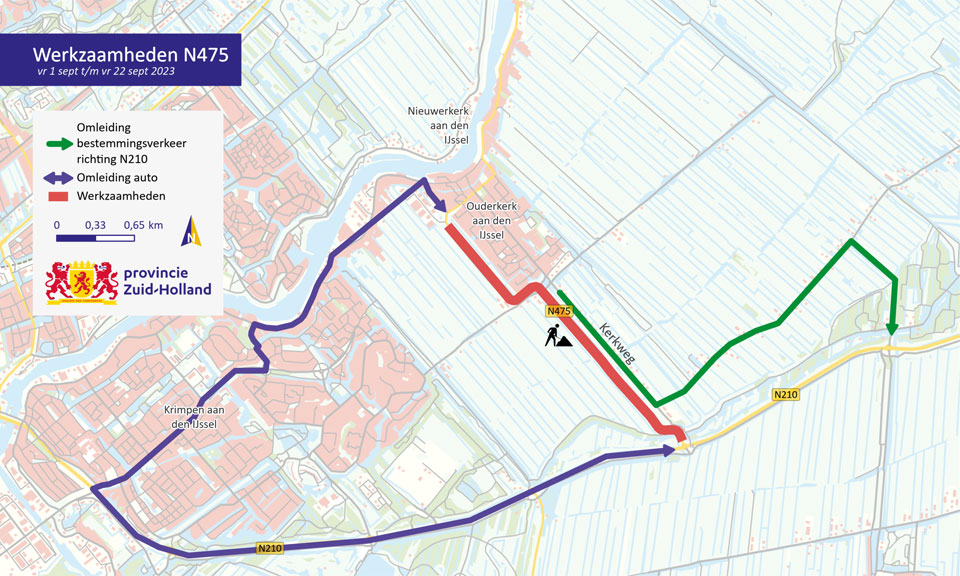 N475: Werkzaamheden in Ouderkerk aan den IJssel van 1 – 15 september 2023